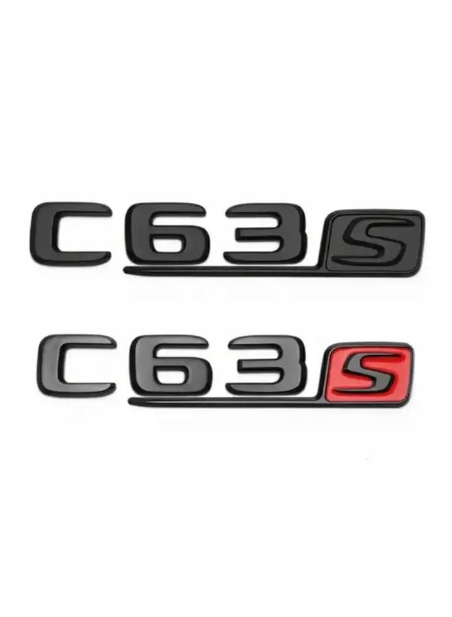 شعار صندوق السيارة ثلاثي الأبعاد اللامع باللونين الأسود والأحمر من مادة ABS طراز C63S لتخصيص مرسيدس بنز - Image 1
